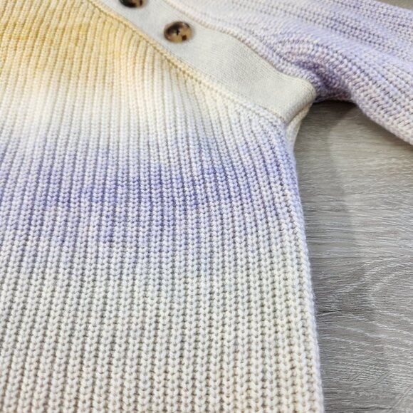 Market & Spruce Crew Neck Yellow Purple Ombre' Stripes Sweater Women's Size M - Picture 10 of 14